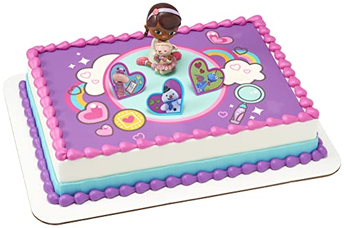 Decoset® Doc Mcstuffins Doc & Lambie Cake Toppers, 4-Piece Set With Doc And Lambie Figurines, Sharable Rings, Create Awesome Party Decorations For Cakes Or Cupcakes #TOP5