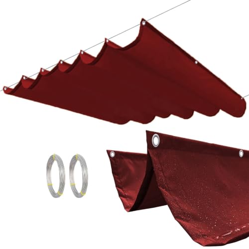 Einziehbares Wellen-Sonnensegel, Wasserdicht UV-beständig Sonnenschutz Überdachung Mit Montagesatz Für Den Außenbereich Pergola Garten Wintergarten Terrasse(Wine red)