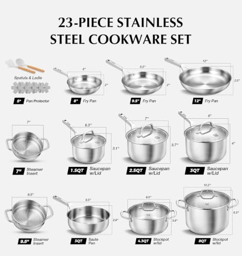 Image of KOCH SYSTEME CS Stainless Steel Cookware Set 23 PCS With 5-Ply Steel Base