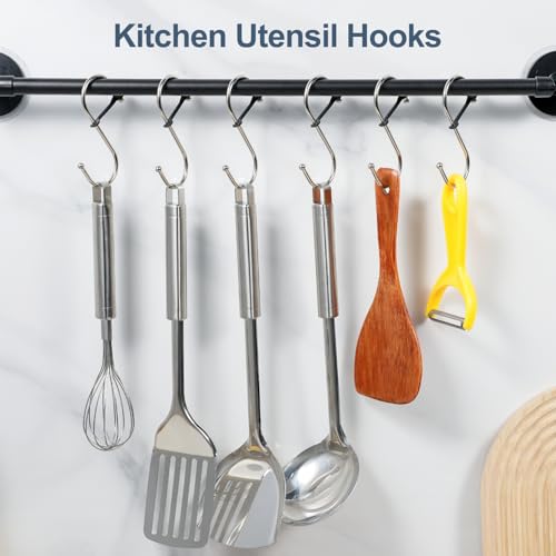 Sopito Haken zum Einhängen, 20 stück Groß S Haken mit Sicherheitsschnalle, Robuste Haltbar Vielseitigkeit Metall Hacken Passender Stab Durchmesser bis 3.3 cm für Küche Garderobe Garage