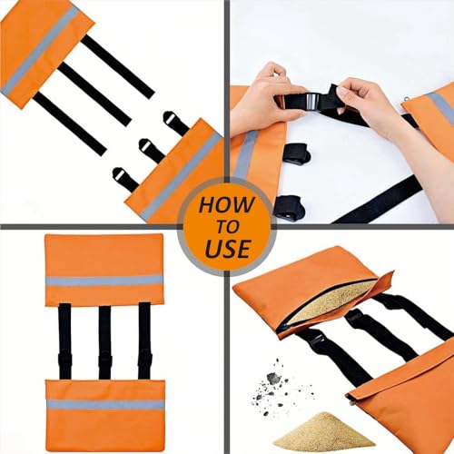 Image of 3 Pcs RV Sewer Hose Weight Bags with Reflective Strip Waste Hose Fastening Device Camper Trailer Sewer Hose Support Hold Down Prevents Dislodging and Accidental Spillage (Orange)