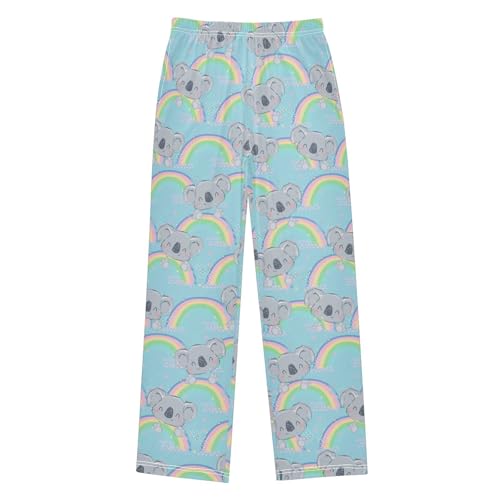 Koala Colorful Rainbow Boys Long Pants Soft Trousers Elastic Waist Kids Lounge Bottoms with Pockets S-XL