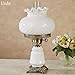 Touch of Class Mindy Hobnail Glass Table Lamp - White Shade - Handcrafted Globe - Blown by Hand - Hurricane Chimney Style - Victorian Lamps for Desk, Bedroom, Living Room
