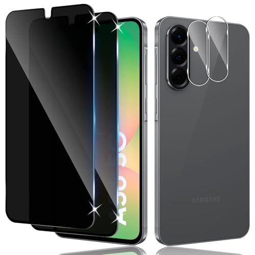 Liilaa Protector de Pantalla de Privacidad para Samsung Galaxy A56 5G, 2 Piezas Antiespia Cristal Vidrio Templado y 2 Piezas Protectore Cámara, Sin Burbujas alta Sensibilidad