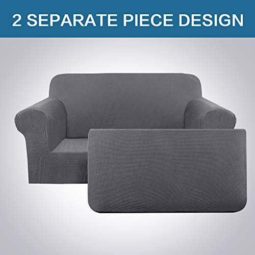 H.Versailtex HVSOFA2P2GRAYNEW High Stretch Rich Jacquard 2-Piece Loveseat Slipcover/Furniture Covers thumb #3