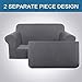H.VERSAILTEX High Stretch Rich Jacquard 2-Piece Loveseat Slipcover/Furniture Covers for Loveseat with Elastic Bottom, Suit for T Cushion/Box Cushion Spandex Jacquard Fabric, Charcoal Gray