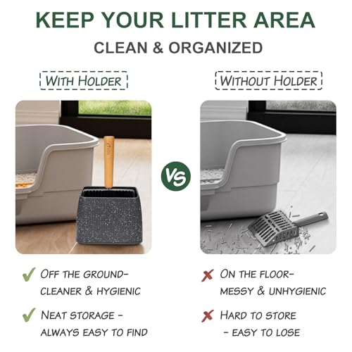image for XBX Cat Litter Scoop with Holder, Heavy Duty Litter Sifter, Stainless 