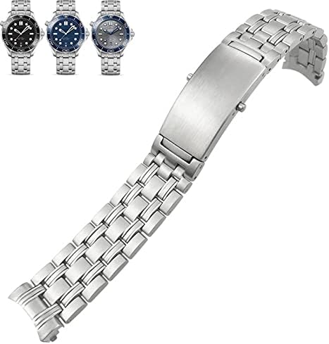 BNEGUV 20mm 22mm 316L Stainless Steel Watch Band for Omega Seamaster 300m Speedmaster Planet Ocean 600 Watch Strap Bracelet Belt (Color : Silver, Size : 20mm)