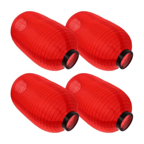 Faroles colgantes rojos MAGICLULU de tela y hierro para exterior, pack de 4