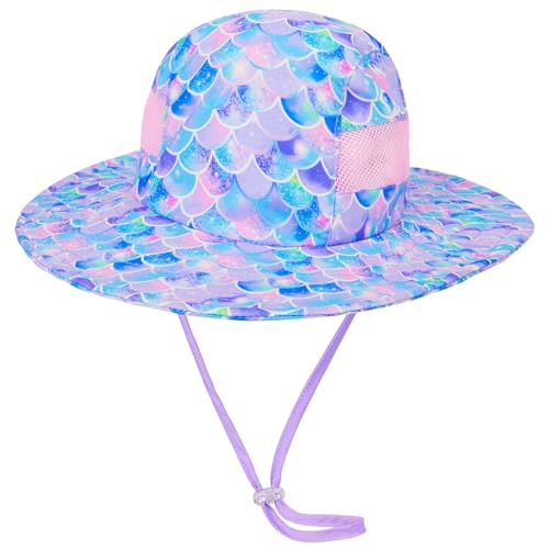 Image of Kids Sun Hat for Toddler Girls Unicorn Bucket Hats UV Protection Summer Hat for Kids Wide Brim Fishing Hat 2-8 Years