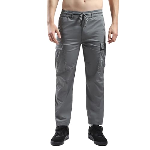 Image of Monte Carlo Men's Regular Fit Cargo Pants | Solid Pattern Casual Trousers | Drawstring Closure | Stylish & Comfortable Everyday Wear Cargo for Men's