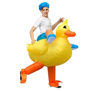 JASHKE Disfraz inflable de pato amarillo para adultos