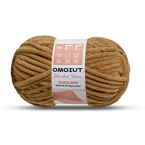 Image of OMoiout Chunky Chenille Yarn for Crocheting, Soft Baby Blanket Yarn, #7 Super Bulky, Chunky Knit Blanket Crochet Yarn, 7 oz /109.4 yds Fluffy Velvet Amigurumi Yarn(Brown)