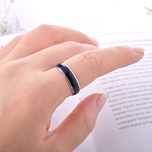 Image of 6mm Mood Ring Color Rings Comfort Fit Stainless-Steel Band Emotion Band Simulated Moon Stone for Kids and Adults (10#)