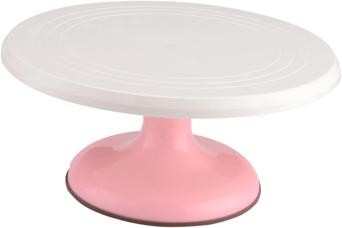 Pink Cake Turntable Manual Rotating Decorating Stand for DIY Baking Smooth Rotation Baking Supplies for Home and Professional Use