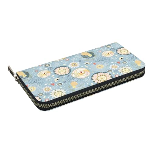 Leather Hand Wallet for Mothers Day Women Card Holder Large Capacity Credit Wallet with Zippering Flower Planet2