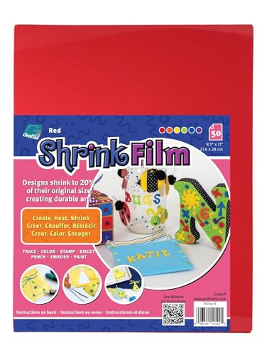 Image of Grafix Shrink Film, Red Opaque, 8.5 x 11 in, Pack of 50