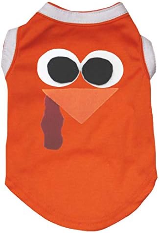 Petitebella Cute Turkey Face Puppy Dog Shirt (Orange/White, Small)