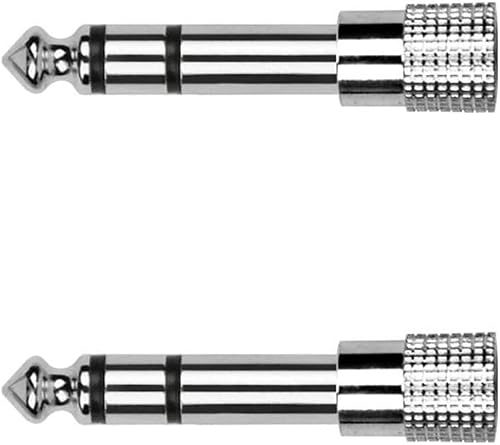SiRCONY 1/4" 6.3mm Male to 3.5mm Female Nickel Plated Adaptor (2 Pack)