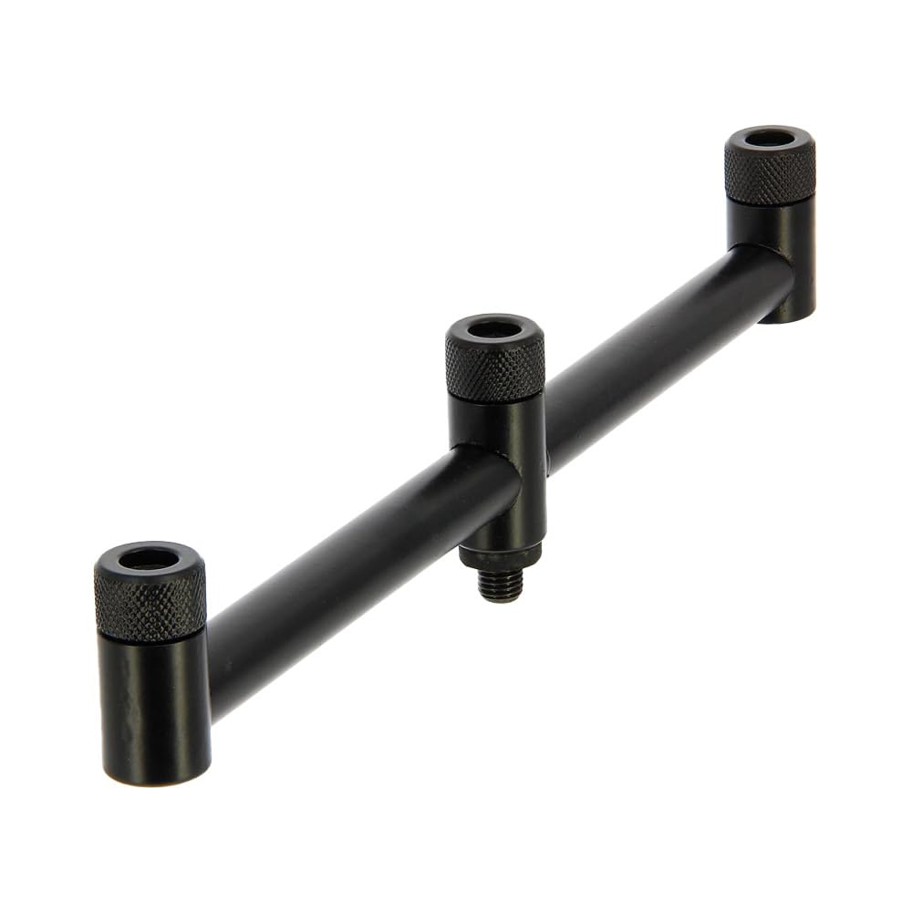 Angel Rutehalter Set für 3 Ruten - 2 Teleskop Bank-Sticks 50-90 cm, 2 Buzzer-Bars, 3 Magnetische Rutenhalter, 3 Bissanzeiger, Angelrutenhalter Set, Rutenauflage, Angelrutenständer