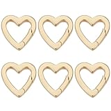 SUNNYCLUE 1 Box 6Pcs Trigger Spring O Ring 18K Gold Plated Brass Heart Shaped Keyrings Mini Small Clip Snap Hooks Clasps Purse Buckles Fastener Rings for Jewelry Making Keychain Handbag DIY Crafts