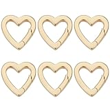 SUNNYCLUE 1 Box 6Pcs Trigger Spring O Ring 18K Gold Plated Brass Heart Shaped Keyrings Mini Small Clip Snap Hooks Clasps Purse Buckles Fastener Rings for Jewelry Making Keychain Handbag DIY Crafts