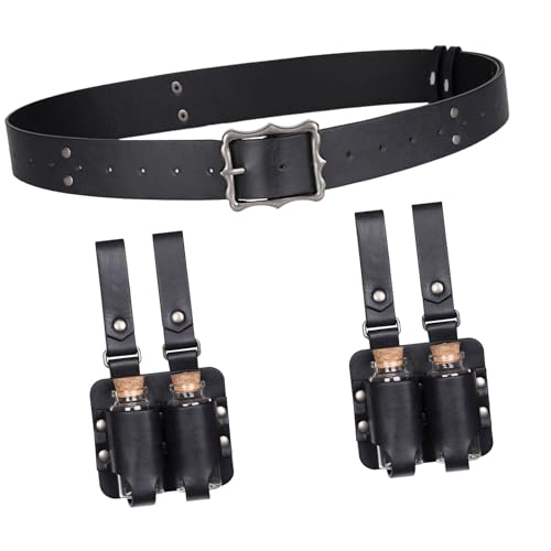 Ceinture en cuir Renaissance, bouteilles en liège et accessoires de costume médiéval de chevalier