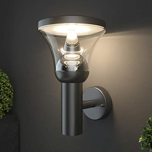 Preisvergleich Produktbild NBHANYUAN Lighting® LED Außenlampe / Wandlampe Schwarz Edelstahl Aussenwandleuchten 3000K Warmweiß Licht 220-240V 1000LM 9W IP44 (ohne PIR Sensor)