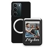 Ensemble complet et cadeau parfait – Coque antichoc en TPU + porte-cartes personnalisable en cuir. Contenu du colis : 1 × magnétique porte-cartes personnalisable, 1 × autocollant anneau métallique, 1 × coque noire pour Realme P3 Lite 4G .