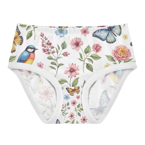 Colorful Watercolor Flowers Kids Underwear, Toddler Panties, Girls Cotton Underwear, 2–8 Years
