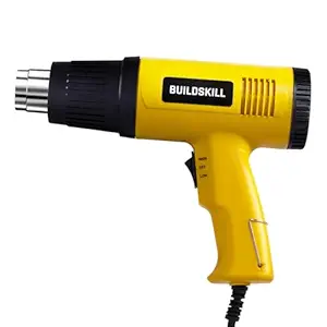 Buildskill Heat Gun 1800W Multipurpose Heavy Duty, Dual Temperature and Air Flow Control for Shrink Wrapping | Defrost Water | Pipes Paint Removal with 6 Month Brand Warranty (Yellow)