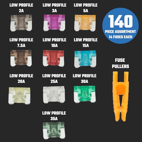 Image of NEIKO 50506A Low Profile Mini Car Fuses Assortment Set, 140pc, Fast Acting, Auto Fuses Kit, Micro Sizes, 2A, 3A, 5A, 7.5A, 10A, 15A, 20A, 25A, 30A, & 35 Amp, Marine Boat, RV, Car Fuse Kit, Fuse Puller