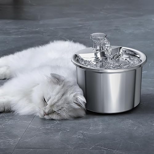 Fuente de agua automática para gatos de acero inoxidable miniatura 7