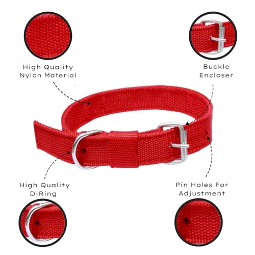 Image of Dog Neck Belt Collar, Comfortable, Adjustable Size for 5-13 Kg Pet (Red, Small)