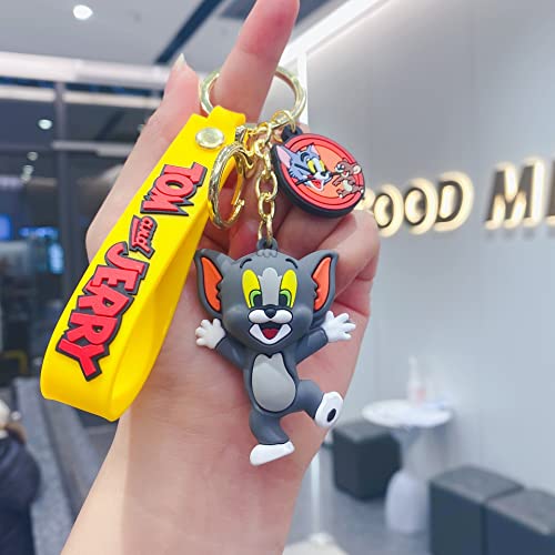 Image of Cute Cartoon Character Silicone 3D Key Chain with Strap Charm & Metal Hook, Merchandise Key Rings Gift for Kids Girls Boys Men & Women