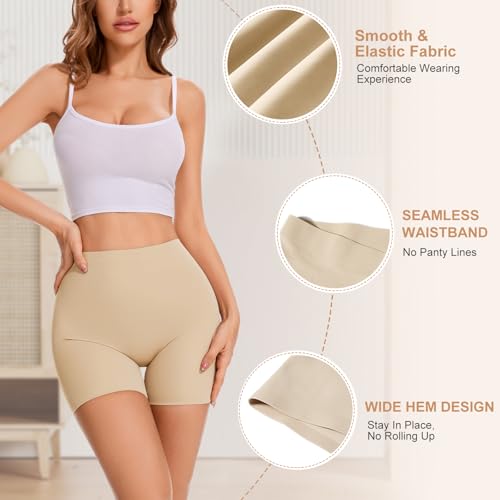 Image of Womens Slip Shorts for Under Dresses Seamless Shaping Boyshorts | Under Dress Shorts, Tummy Control Underwear Shorts, Shapewear Panties, Light Compression, Smooth, Invisible Under Dresses