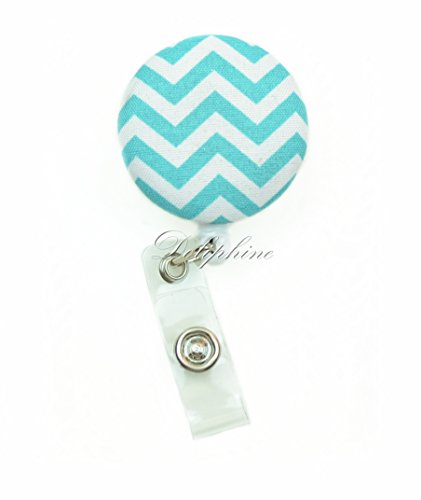 Multi - Colors Fabric Badge Reel Retractable ID Badge Holder (Aqua)