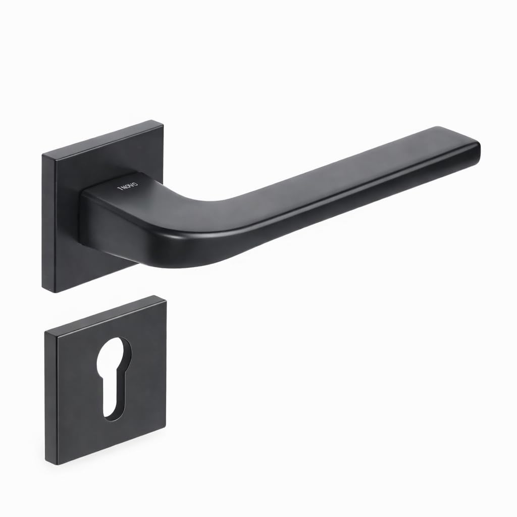 Poignée de porte sans jeu INOVO Delta en zinc graphite carré