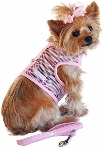 DOGGIE DESIGN Cool Mesh Dog Harness (Medium, Solid Pink)