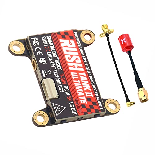 SoloGood FPV VTX Rush Tank III RUSHFPV 5.8G FPV Video Transmitter 30 * 30mm PIT/25/200/500/800mW Switchable with Foxeer Antenna for FPV Racing Drone (Red Antenna)