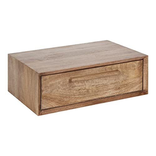 Kate and Laurel McCutcheon Floating Wood Storage Shelf; 18 x 12 x 6; Natural Wood; Decorative Transitional Floating Bedroom Nightstand with a Concealed Cubby Compartment by Kate and Laurel - Used condition - US$51.83