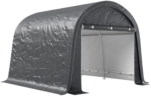 Outsunny 10' x 10' Garden Storage Tent, Heavy Duty Outdoor Shed, Waterproof Portable Shed Storage Shelter with Galvanized Steel Frame for Bike, Motorcycle, Garden Tools, Grey