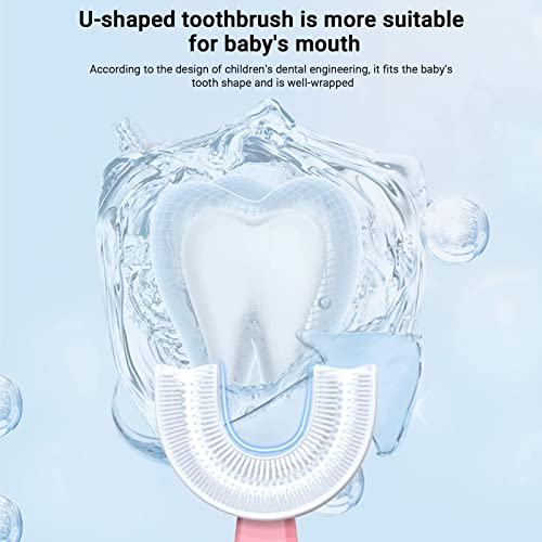 CaiTang 2 U-vormige tandenborstels voor kinderen, siliconen tandenborstel voor kinderen van 2 tot 12 jaar, handmatige tandenborstel in U-vorm met siliconen borstels, volledige gebitsreiniging (roze + blauw) - Image 4
