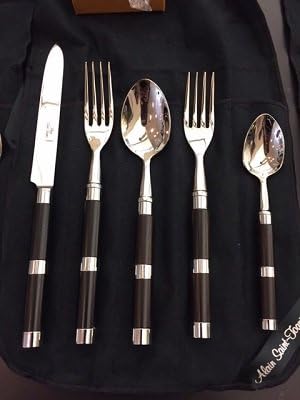 Alain Saint Joanis Carla Ebony Wood with Silverplate 5 Piece Place Setting
