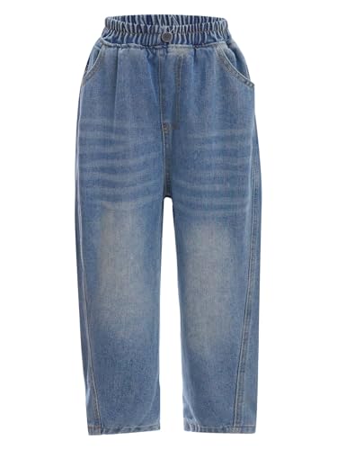 JanJean Kids Boys Fashion Washed Jeans Casual Elastic Waist Wide Leg Denim Pants with Pocket for Daily Wear4