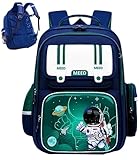 Mochila Escolar Ortopedica Infantil Astronauta Impermeavel Espaçosa Menino Ótimo Acabamento Costura Reforçada Alta Durabilidade Proteção Lombar (VERDE)