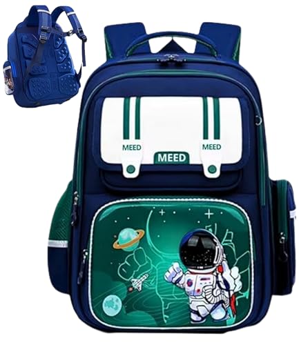 Mochila Escolar Ortopedica Infantil Astronauta Impermeavel Espaçosa Menino Ótimo Acabamento Costura Reforçada Alta Durabilidade Proteção Lombar (VERDE)