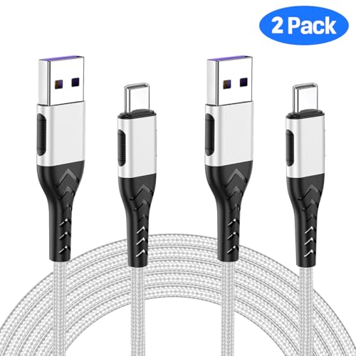 Image of Durcord USB C Cable, 2Pack 6ft Fast USB Type C Charging Cable for Android /Phone /Pad /Laptop, Type C Charger Braided USB Cable Bright Silver