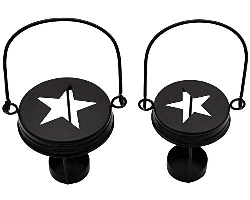 Mason Jar Lifestyle Black Star Cutout Tea Light Candle Holder Lids With Handles For Mason, Ball, Canning Jars (3 Pack, Regular Mouth) #TOP2