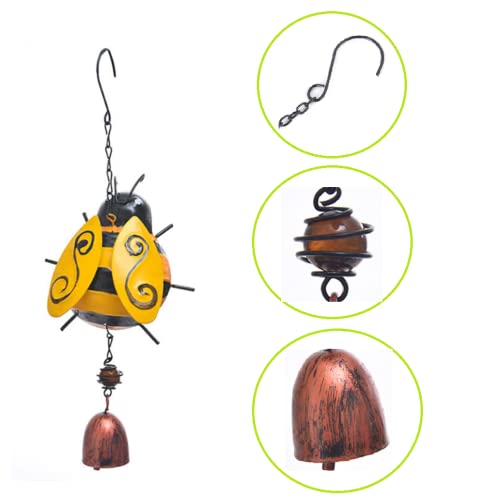 Elleiffina Hanging Ornaments Stained Glass Yellow Bee Wind Chimes Window Hanging Decor Garden Sun Catcher Gift For Family Or Friends (Bee) #TOP2